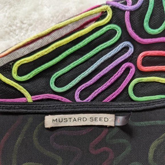 RARE Mustard Seed Rainbow Squiggle Mesh Crop Top - Picture 3 of 7
